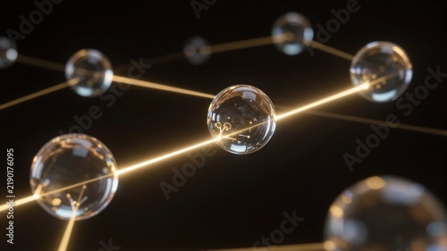 Interconnected Glowing Glass Nodes