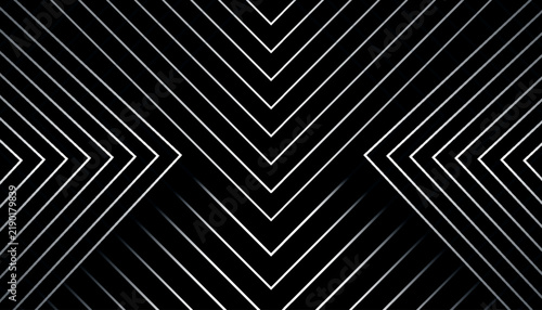 Minimalist Black and White Chevron Grid Texture Abstract Background with Metallic Silver Geometric Lines for Cyber Security Technology Banner Cover Design
