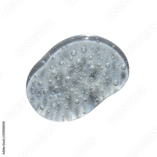 Clear cosmetic gel drop with small bubbles isolated for skincare beauty and health hygiene product branding