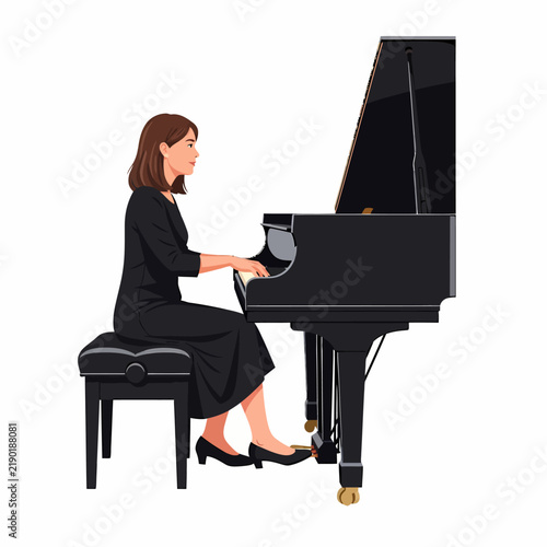 Female Choir Accompanist Playing Grand Piano
