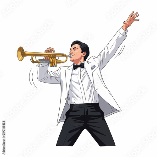 Foto Female Musician Playing Trumpet