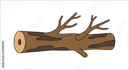 Quadro su tela A cartoon log with branches displays a simple flat vector illustration on a whit