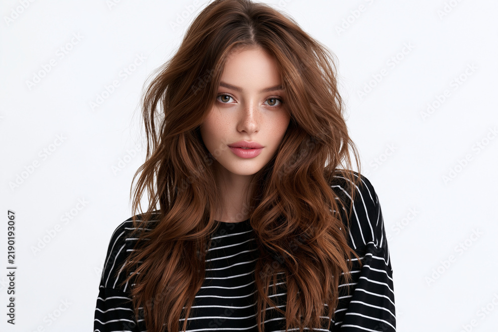 Fototapeta premium cute attractive girlfriend waving isolated in full length portrait, charming young woman waving with friendly smile isolated, beautiful female model posing and waving on clean background