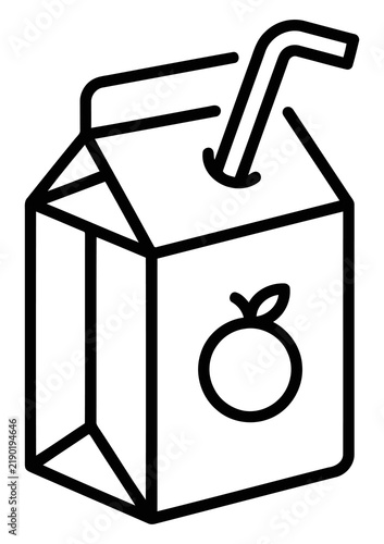 Linear icon of a juice box with a straw