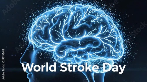 Human brain with neural activity for world stroke day
