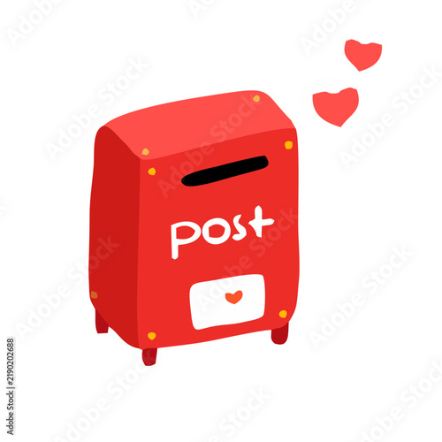 Minimalist red mailbox cartoon vector; a cute mailbox suitable for children's books, textbooks, diaries, design elements, stickers, and cute icons.