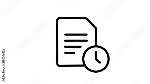 Timed document history icon with clock symbol for file versions