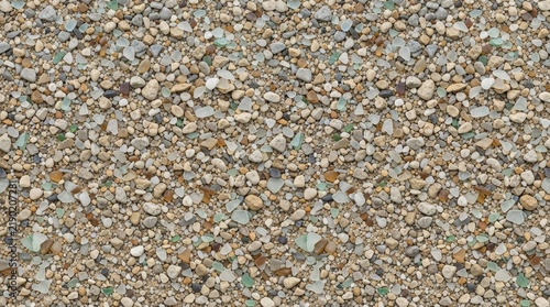 Natural beach gravel and sea glass texture background