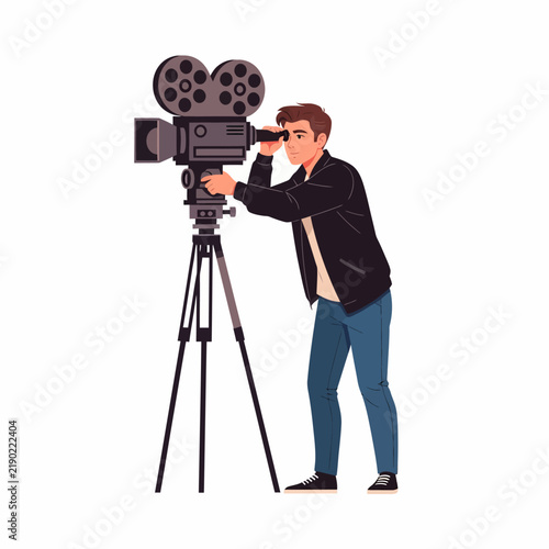 Male Fashion Film Director Using Optical Viewfinder