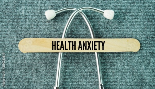 Принти на полотні Stethoscope and stick with the word Health anxiety
