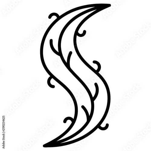 Stylized S-shaped floral element