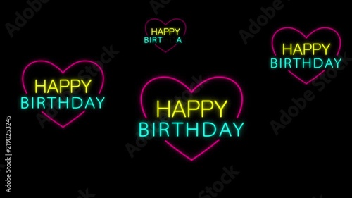 Happy Birthday neon icon animation