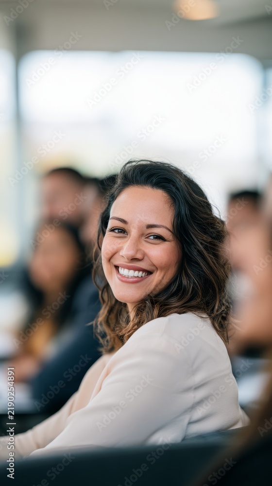 Fototapeta premium Smiling woman in business meeting