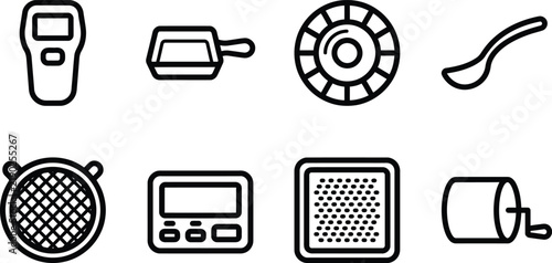 A collection of coffee roasting instrument outline icons