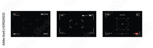 Camera Viewfinder Screen Interface Set Video Recording Frame View Finder Focus Display Overlay Symbol Vector Illustration Graphic Element Isolated White Background