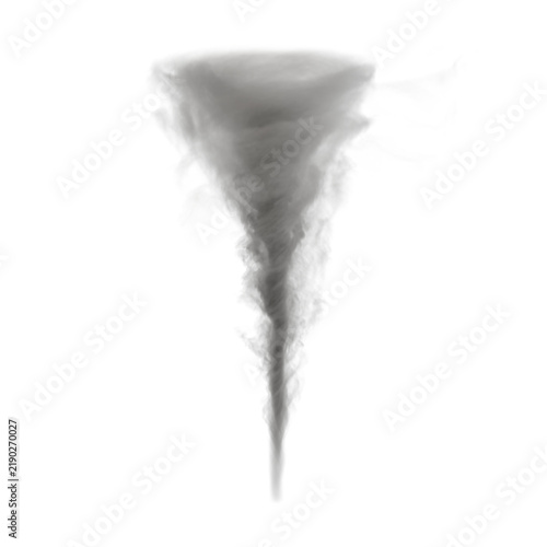 Realistic Large Tornado Twister Funnel Cloud VFX Effect — Powerful Swirling Storm Wind Vortex Motion Graphics Illustration on Black Background