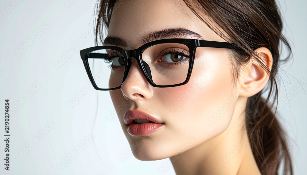 Fototapeta premium Luxury Model Soft Side View Geometric Glasses