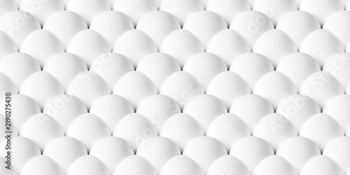 Intersecting rows of white balls or spheres geometry background wallpaper banner, flat lay top view