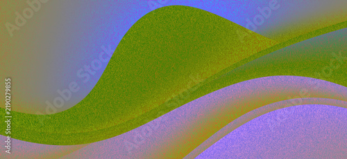 фотографія Green hillside landscape with abstract waves