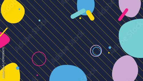 Abstract geometric background with colorful shapes on dark blue