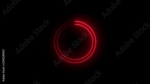 Glowing Red Circular Loading Ring Animation on Black Background.4k video