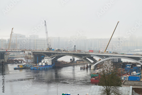 Cuadro en lienzo Bridge repair scene