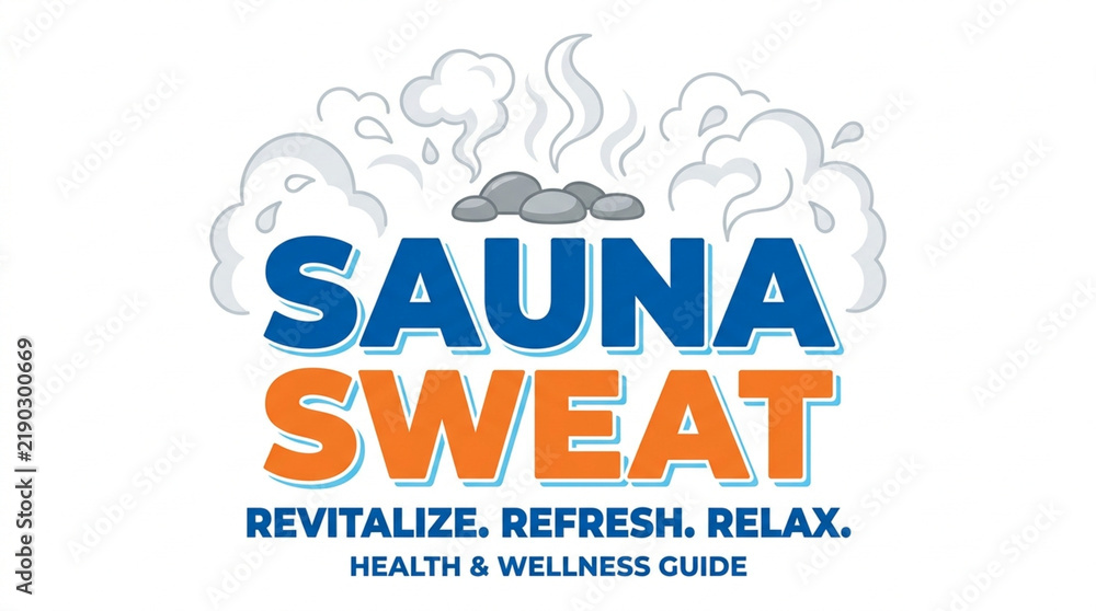 Fototapeta premium Sauna Sweat Health and Wellness Guide Illustration with Steaming Hot Stones