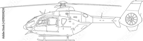 hand drawn vector illustration of a helicopter