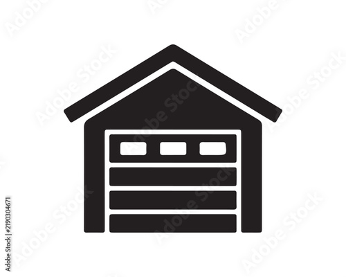 Garage building silhouette icon representing home storage with real estate garage door building architecture