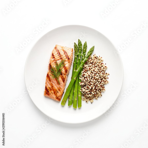 Delicious grilled salmon meal plate offers satisfying nutrition