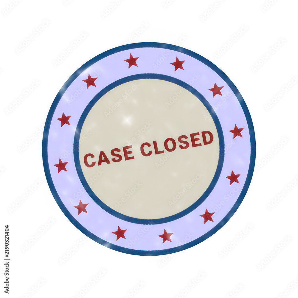 Fototapeta premium Closed case badge with red text on colorful background isolated on transparent background