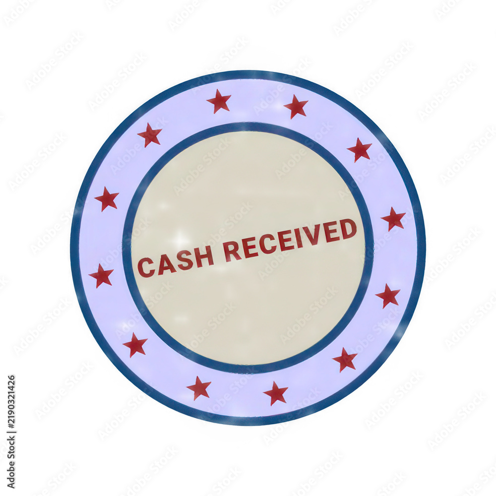 Fototapeta premium Colorful circular badge showing cash received with decorative border isolated on transparent background