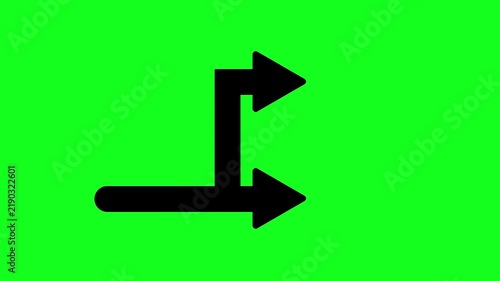 Two divergent arrows animation, suggesting choice and different routes on a greenscreen background. HD Seamless loop video.