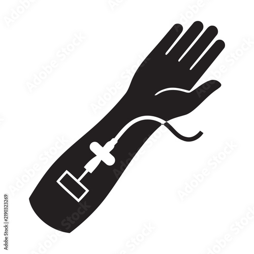 Medical IV Infusion Therapy Icon with Arm Silhouette