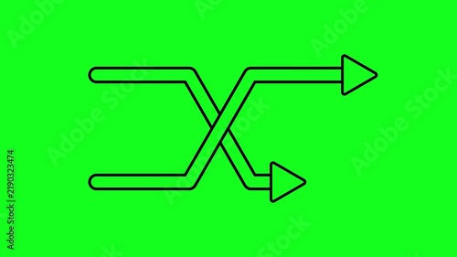 Intersecting black outline arrows animation. HD video with a bright green screen background. Directional sign animation. Seamless loop video.