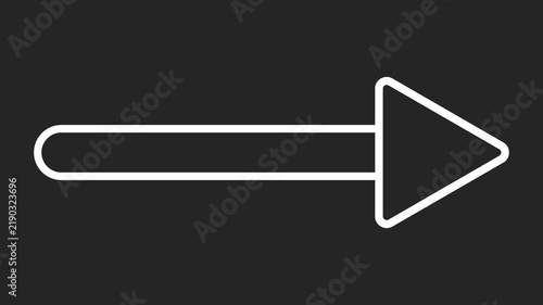 White outline arrow pointing right animation. User interface navigation animation. HD video with black background. Seamless loop video.