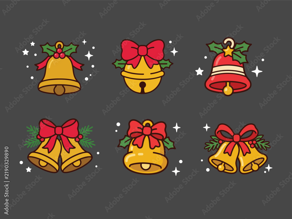 Naklejka premium Christmas Bell Cartoon Illustration for Holiday Cards Decorations and Festive Design