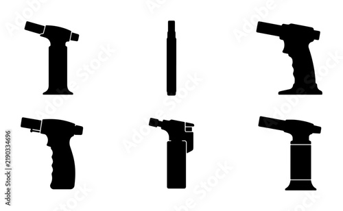 Bild auf Leinwand Six different silhouettes of blow torches on white background