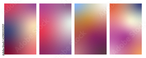 Foto Set of trendy freeform gradient abstract grainy background templates with vibrant colorful mesh blur effect for social media, cover, poster, and banner design