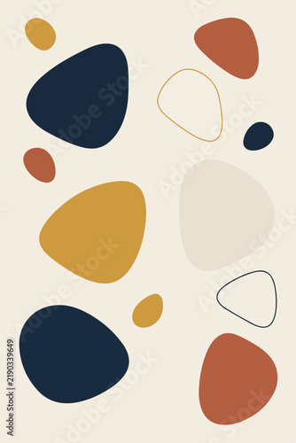 Organic Abstract Shapes in Navy, Terracotta and Mustard