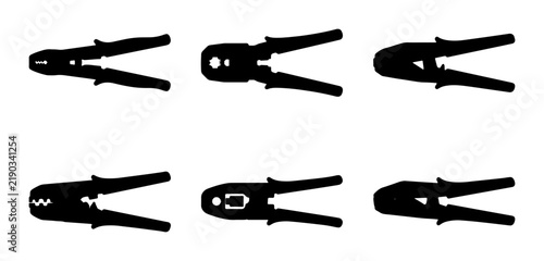 Canvastavla Six different wire crimper tool silhouettes on white