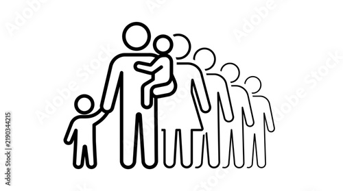 Foto Stylized Family Icon: Parents and Children Silhouette