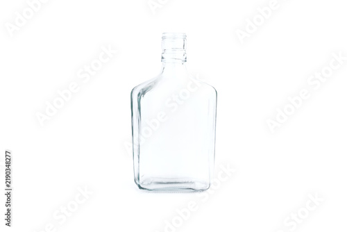 Empty clear glass bottle glass isolated on white background