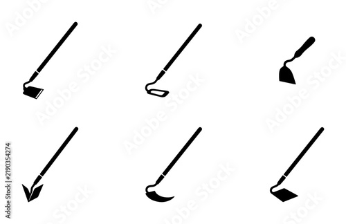 Принти на полотні Black gardening hoes set, silhouette collection, graphic design