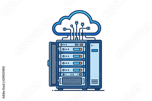 Plakat Cloud Server Infrastructure Vector Illustration