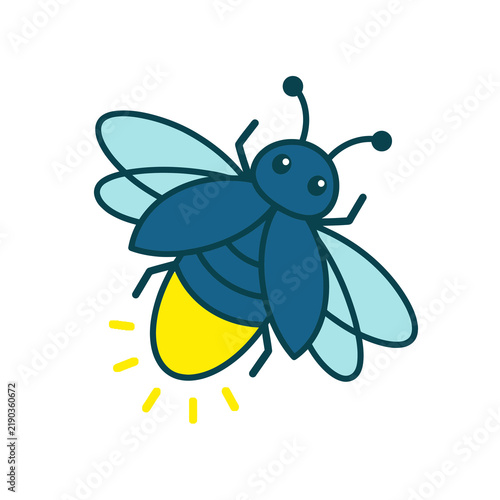 Cute firefly vector illustration isolated on white background