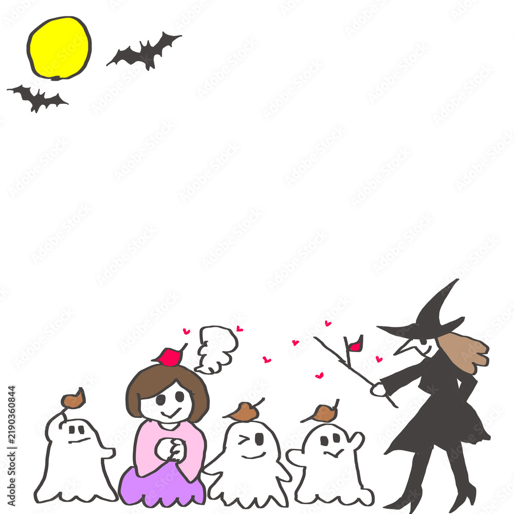 Fototapeta premium Witch Transforming a Ghost into a Girl Under a Full Moon