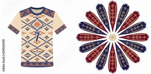 Vibrant Traditional Pattern T-Shirt and Floral Mandala Design Vector Art