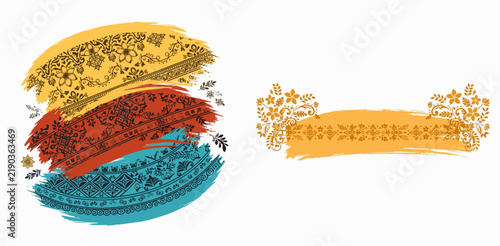 Vibrant Abstract Floral and Geometric Brush Stroke Patterns
