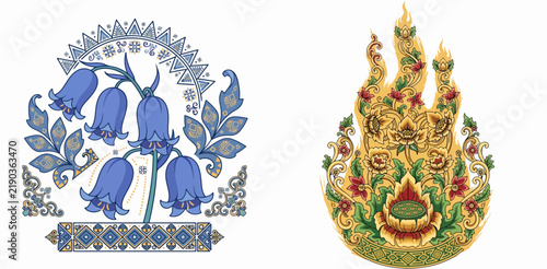 Intricate Floral Mandala and Sacred Flame Ornamental Art Design
